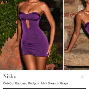 Oh Polly Grape Cut-Out Bandeau Mini Dress